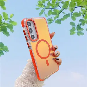 HAY Metal Lens Magnetic Phone Case For Samsung Galaxy A56 A36 A26 A16 A06 A55 A54 A53 A35 A34 5G 4G Wireless Charge Discolour Cover