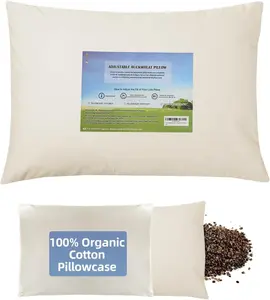 Buckwheat Pillow for Sleeping with  Cotton Pillowcase - 20''x26'' Adjustable Pillow, Breathable for Cool Sleep,  Support for  and Side Sleeper(Tartary Buckwheat Hulls)