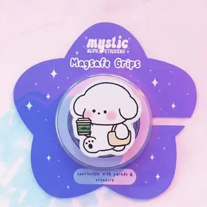 Magnetic Phone Grip Kawaii Coffee Dog Magsafe Phone Grip, Cute Puppy with Coffee and Bag, Magnetic Phone Grip, Cute Phone Stand, Gift for Dog Lovers