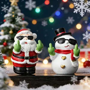 Christmas Themed Decoration: Santa & Snowman With Sassy Raised-Finger Pose – Beautifully Designed (1.57*1.57*2.5in) |   Perfect Holiday Decor