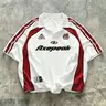 Vintage Oversized Collared Football Jersey for Men, Retro Striped Print Y2K Streetwear Soccer Shirt, Breathable Quick Dry 90s Throwback Sportswear Top, Casual Sports Top for Daily Outfit, Casual Sporty Top