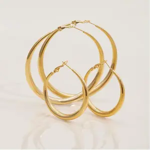 CORONÉ Statement Hoop Earrings for Women Stainless Steel Hypoallergenic Tarnish-Free Waterproof