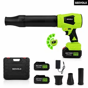 【SummerVibes】SEEVOLX 6 Speeds Cordless Blower with 3 Nozzles and 2x 21V Rechargeable Batteries, Multi Purpose Air Blower for Yard, Lawn, Car, Leaves, Dust, Snow, Garage, Home, and Outdoor Tasks