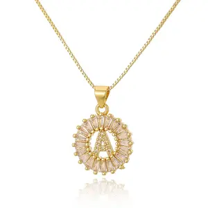 Dainty Letter Pendant Necklaces Round  Hollow Letters Necklace for Women Girls Valentines Day Gifts