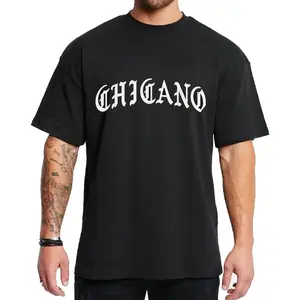 Men's Short-Sleeve Oversized Graphic Sport T-Shirt - El Chicano Clothing, Mexican Clothes, Chicano Typography Lowrider Design (Medium)
