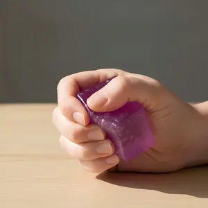 3cm Cube Stress Relief Fidget Toy, KUTU Soft TPR Slow Rising Squishy Ice Cube Jelly, Pocket-Size ASMR Sensory Calm Tool, Fidgets Squishies for Busy Moms & Work Use