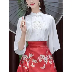 Thick jacquard embroidery patch chiffon sleeve improved Hanfu