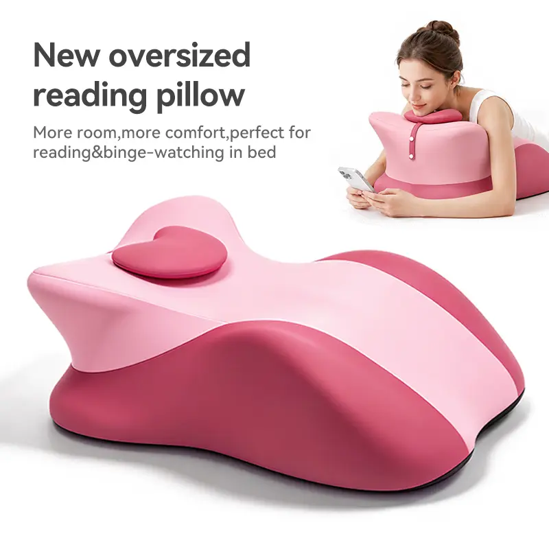 Oversized Contoured Reading Pillow - Warm & Cozy PU Soft Fabric Pillow for Home Bedroom, Ergonomic Back & Chest Support for Relaxation, Watching TV, Warm & Cozy Reading Pillows