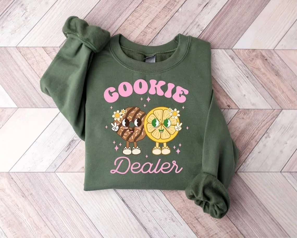 [Sale off up to 50%] Cookie Dealer Sweatshirt, Scout Baker Shirt, Cookie Lover Tee, Baking Lover, Funny Pastry Sweater, Dessert shirt, Gift For Baker, streetwear graphic tee