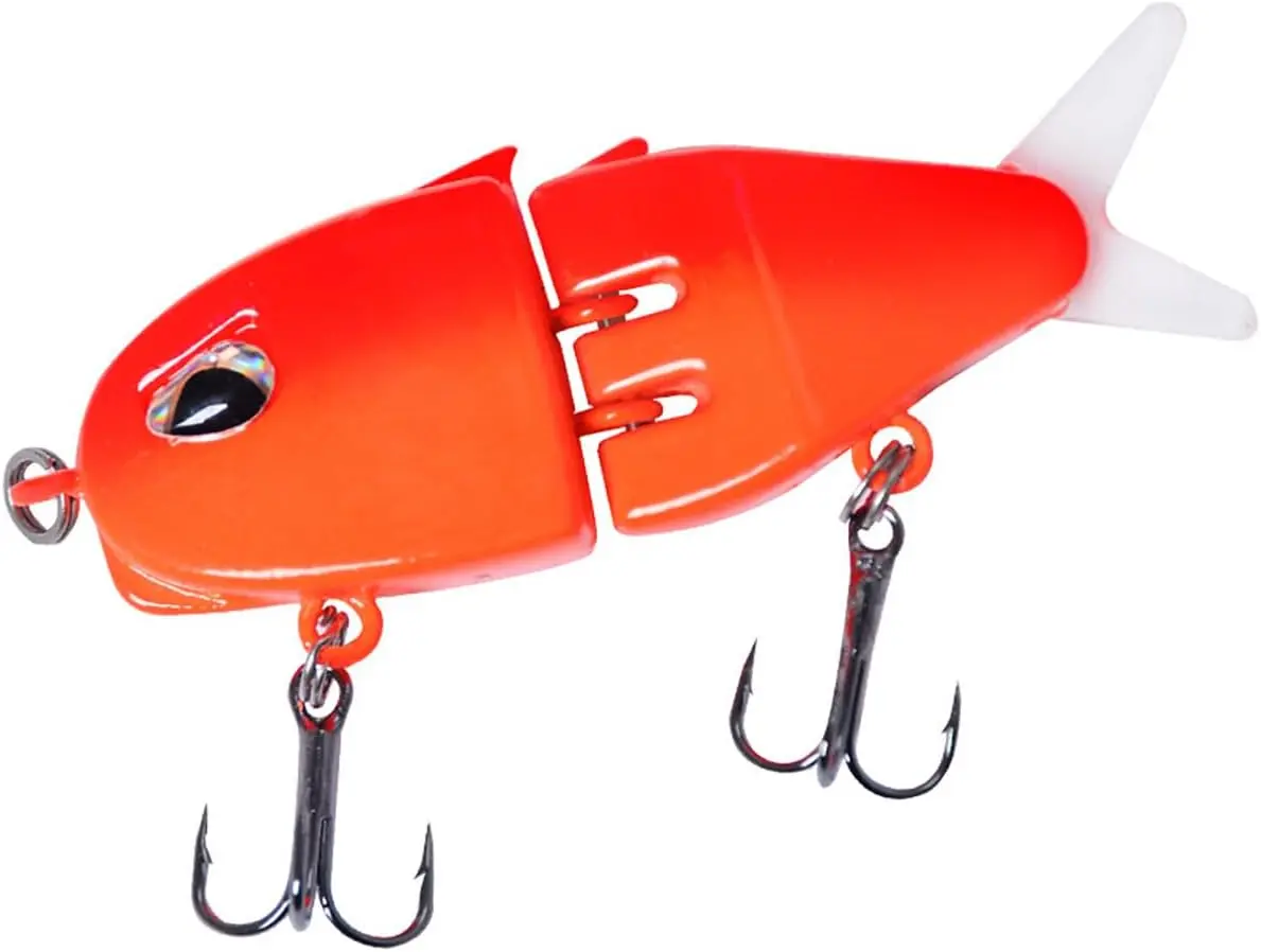 Mini Multi-Jointed Glide Bait for Bass Fishing, 2-Section Metal-Jointed Body, Durable ABS Plastic Hard Lure with Soft Rubber Fins Minnow, Double Hooks, Smooth & Flexible Swimming Motion, Enhanced Attraction for Freshwater Pike & Low-Visibility Waters