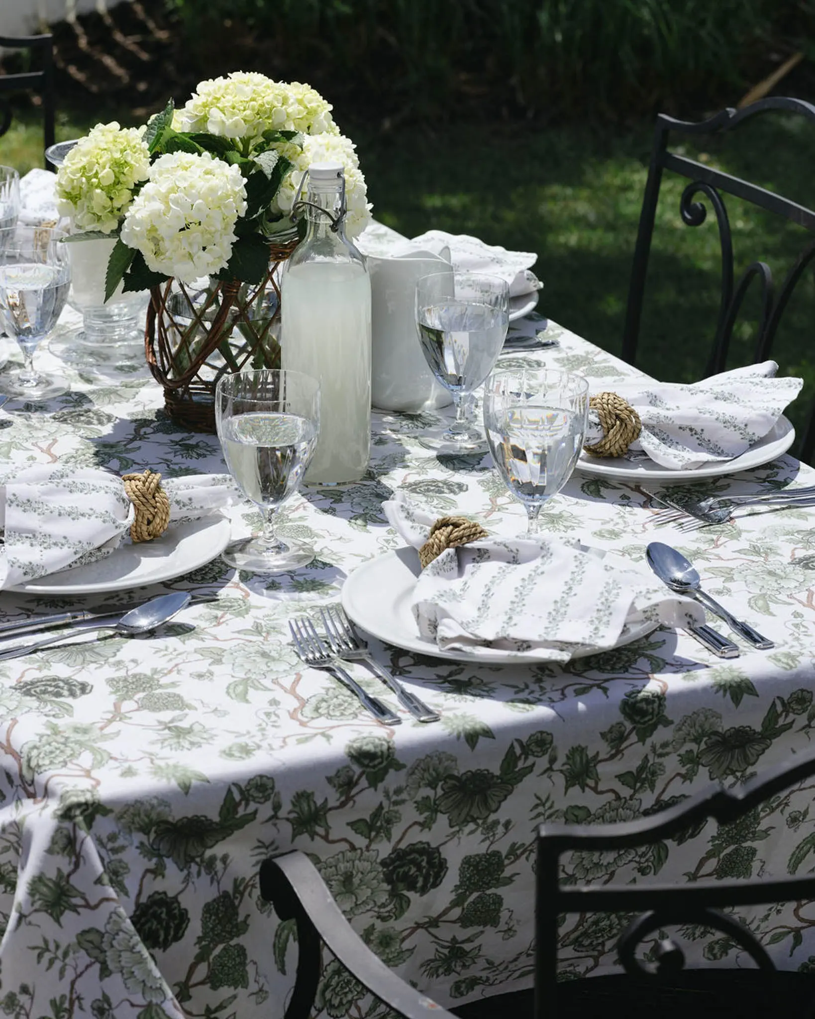 Florence Fern Green Cotton Tablecloth