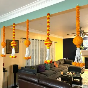 Sacred Marigold Hanging Jhoomer | Timeless Wall Decor for Diwali, Weddings, Pooja, Mexican Fiesta & More | Reusable, High-Quality Display