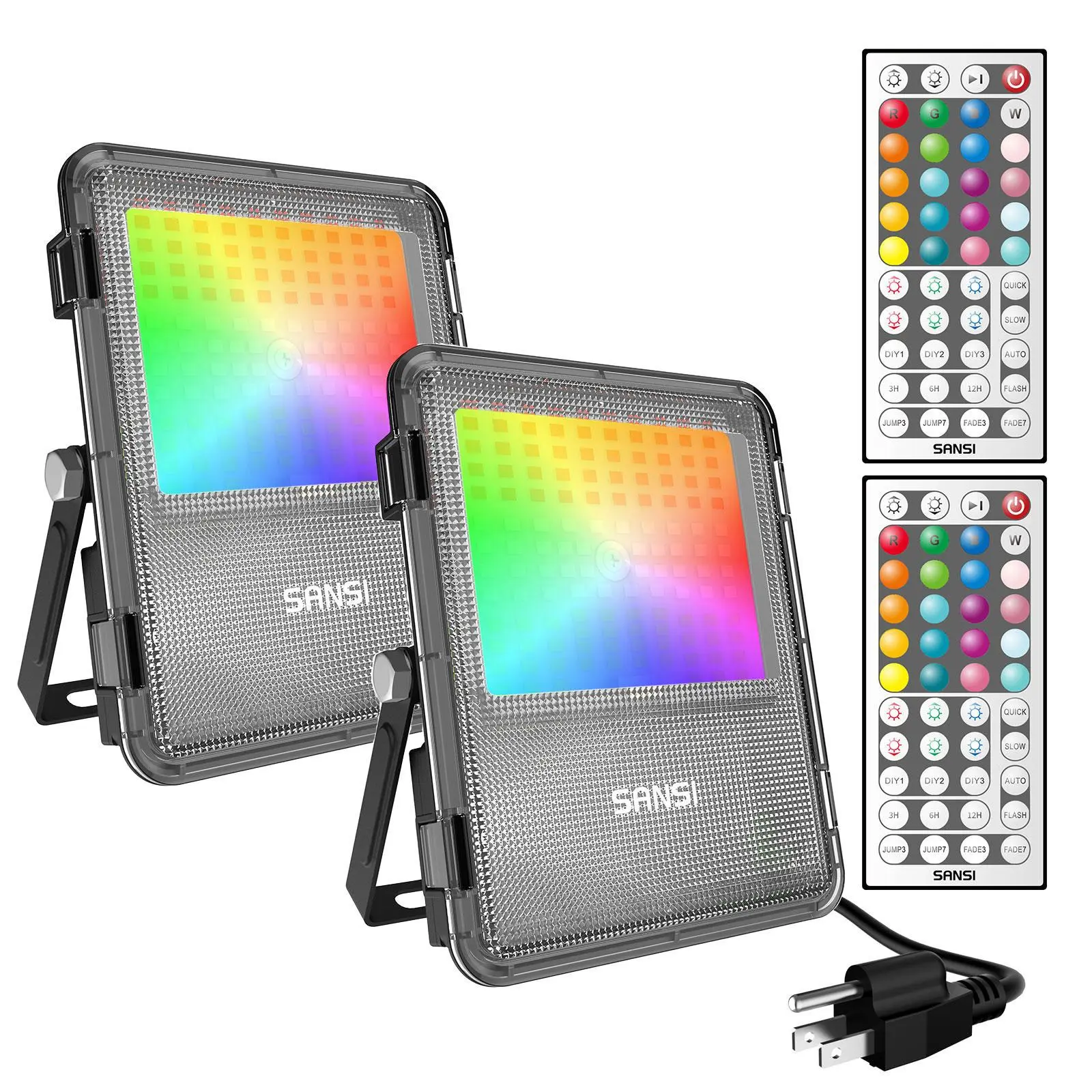 SANSI RGB LED Outdoor Waterproof Spot/Flood Lights, 40~160W Color Changing Lights with Remote, Perfect for Pool Parties, Valentine's Day Decor, Outdoor Gatherings, Stages & Landscape, Energy Efficient, IP66 Waterproof, 2-Pack Luces de Colores