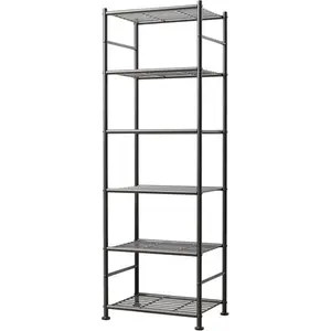 6-Tier Metal Storage Shelves - Slim Shelf Organizer with Reinforced Side Bars, Spacious Storage for Kitchen, Bathroom, and Laundry Room Organization, 18.2" x 12.5" x