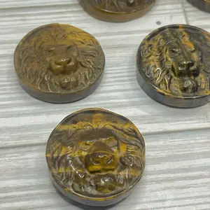 Shiny Tigers Eye Lion Medallion for prosperity, protection, and taking action