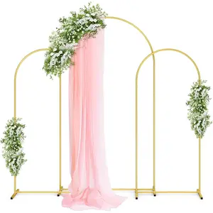 Metal Arch Backdrop Stand Set of 3 (7.2ft & 6.0ft & 6.0ft), Wedding Balloon Arch Stand with  Base, Backdrop Frame & Cover for Party, Birthday, Graduation, Photo Booth, Easy Assembly
