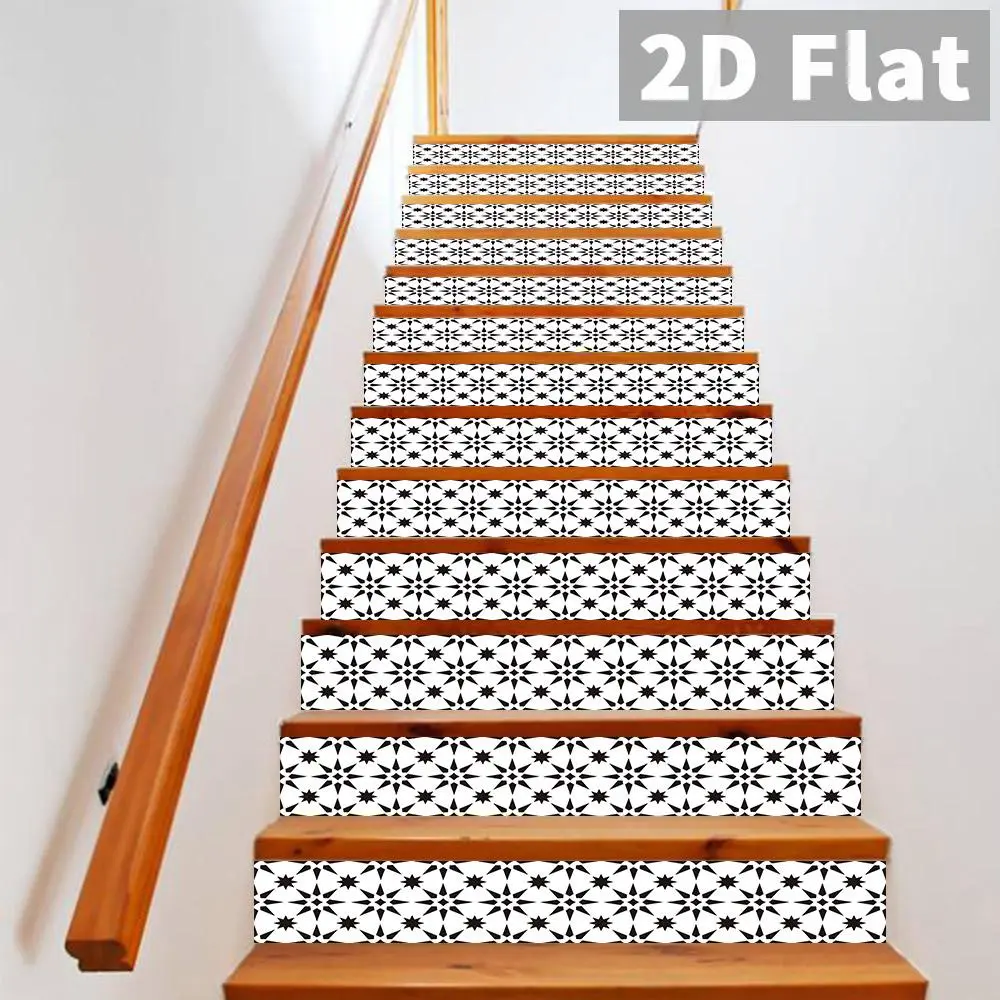 13 Pieces PVC Self-Adhesive Staircase Decorative Decoration Interior Stickers, Scratch Resistant & Stain Resistant, 7.08 X 39.37 Inches, for Staircase Decor, Home Decor, Decoration Items