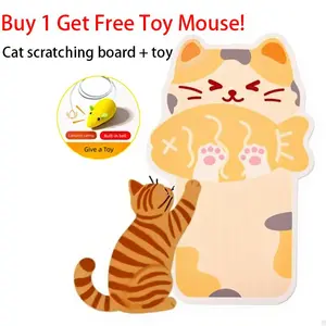 【Buy 1 Get Free Toy Mouse!】Wall Mounted Cat Scratching Board Thickened Durable Wear Resistant Protects Furniture from Cat Scratching Suitable for walls Sofas Cabinets Doors Glass Personalized Cat Tree Tower Cat toy mouse Pet supplies Scratcher Kittens