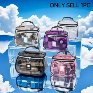 New Portable Luxury Vintage Makeup Bag, High-Value Washable Cosmetic Organizer, Waterproof Transparent Large Capacity Travel Storage Bag, Travel Cosmetic Bags