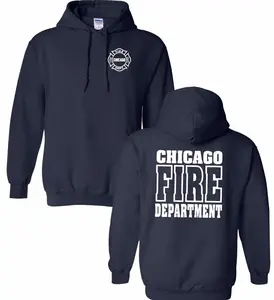 Chicago Fire Department 2-Sided Pullover Job Hoodie As Seen On TV, #FirefighterPride Chicago Firefighter Hoodie, EMS Chicago Firefighter Department Gear for Men & Women