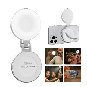 【TikTokShopMother'sDaySale】3-in-1 Magnetic Beauty Selfie Light for Phones – 360° LED Ring Light with MagSafe, Mirror and Phone Stand – Portable Rechargeable Fill Light for Makeup, Live Streaming, Video Calls,The Best Gift for Girl,Mom and Friend