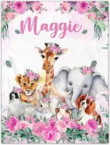 Personalized Blanket for Boys Girls, Custom Blanket with Name Soft Customized Nursery Blanket for Kids Toddler Gifts for Birthday, Shower, Newborn, New Mom A1