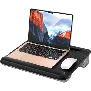 LT08 Laptop Stand, Portable Lap Desk with Pillow Cushion, Fits up to 14 inch Laptop, with Anti-Slip Strip for Desk, Sofa & Bed, Black and Gray