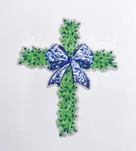 Boxwood Cross Bow Sequin Patch
