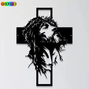 1pc Jesus on Cross Metal Wall Art Ornaments,Jesus Statue Mural, Ideal Gift for Easter, Christmas, Christian Enthusiasts, Rust-Resistant Metal Wall Decor Wall Sculptures, Perfect for Home Wall & Garden Fence, Religious Decor Enthusiasts, Wall Decoration
