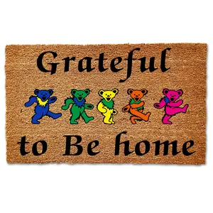 Grateful To Be Home Doormat, Grateful Dancing Bears Decor, Housewarming Welcome Doormat, Funny Doormat, Custom Doormat, Custom Mat, Rainbow