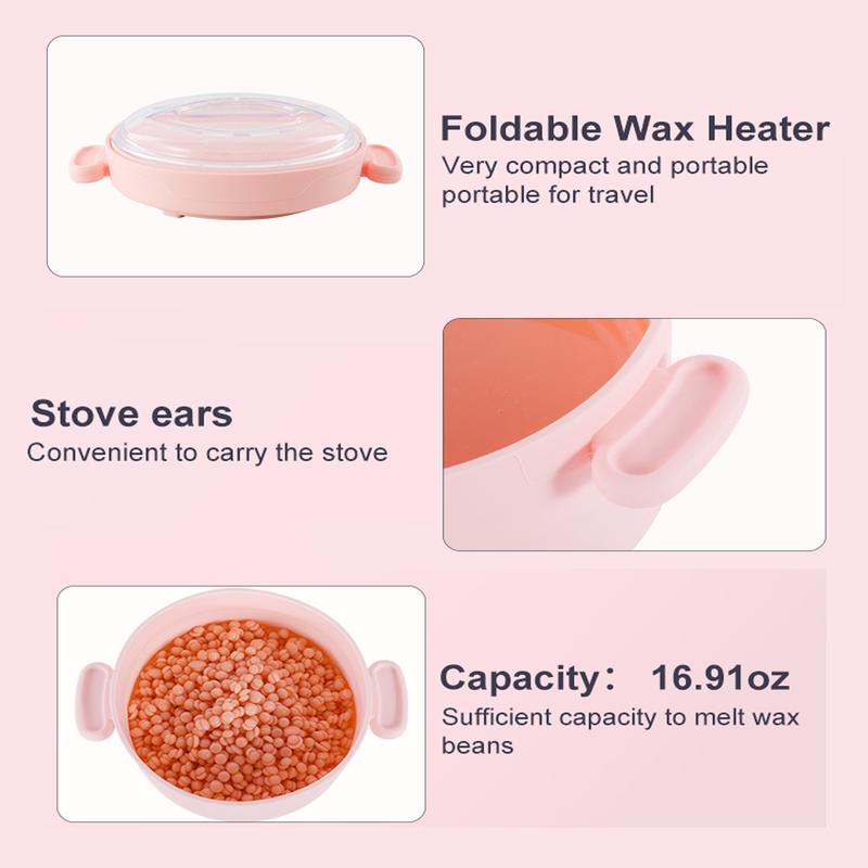 Silicone Wax Warmer For Hair Removal, Compact Portable Electric Wax Heater Machine With 3 Pack Wax Beads & 10 Sticks,For Soft and Hard Wax Beads Fast Heating, Home Gentle Waxing For  Eyebrows, Legs,Brazilian Full Body at Home Waxing Kit