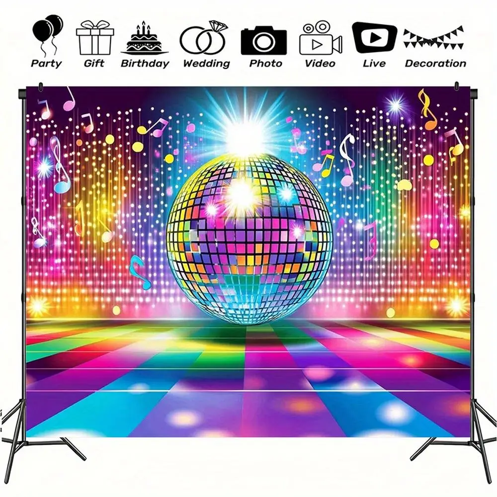 Hanging Soft Texture Flat Polyester Banner - 1pc Durable Retro Glam Disco Backdrop, 70s-90s Graffiti Design, Hip-Hop Party Decor for Birthday, Photo Events (No White)