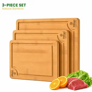 Bamboo Chopping Board Set 3 Piece 5 Piece Space Saving Kitchen Essentials with Juice Grooves Durable Knife Friendly Cutting Board for Small Kitchens and Apartments