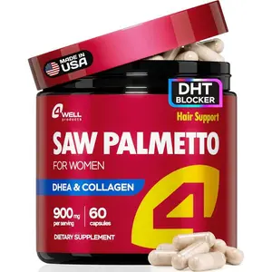 Saw Palmetto 900mg for Women – DHT Blocker with Collagen Peptides & DHEA – Supports Hair Growth, Thinning Hair & Beauty for Skin & Nails – 60 Capsules