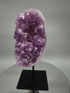 Large Polished Amethyst Cluster on Stand - Brazilian Amethyst Crystal Display - 10.5in Statement Piece - 6.41 lbs