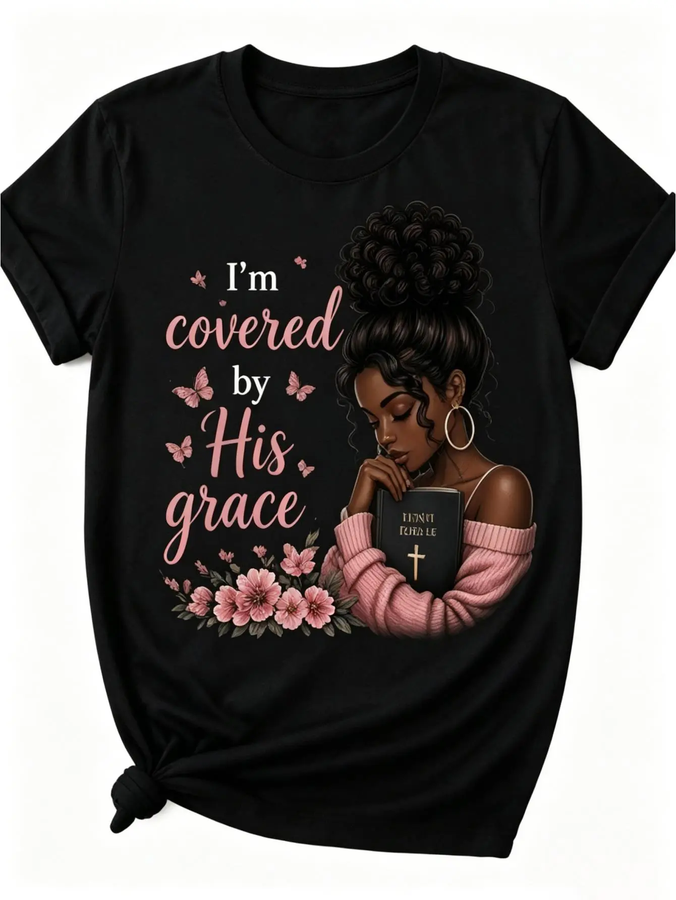 Unisex Graphic Tee Inspirational Grace Floral Port unisex soft cotton short sleeve t shirt, vintage graphic casual tee for men women teens, perfect birthday holiday gift for camping travel gym daily street casual wear