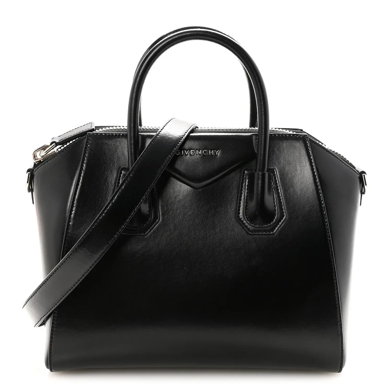 Pre-owned GIVENCHY Calfskin Shoulder Bags Shiny Lord Small Antigona Black