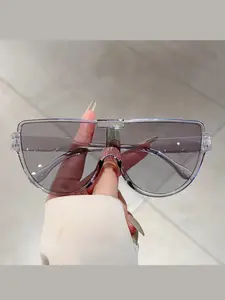 Unisex Simple Style Plain Color Sunglasses, Trendy Casual Sunglasses for Everyday Use, Fashion Accessories for Outdoor Activities