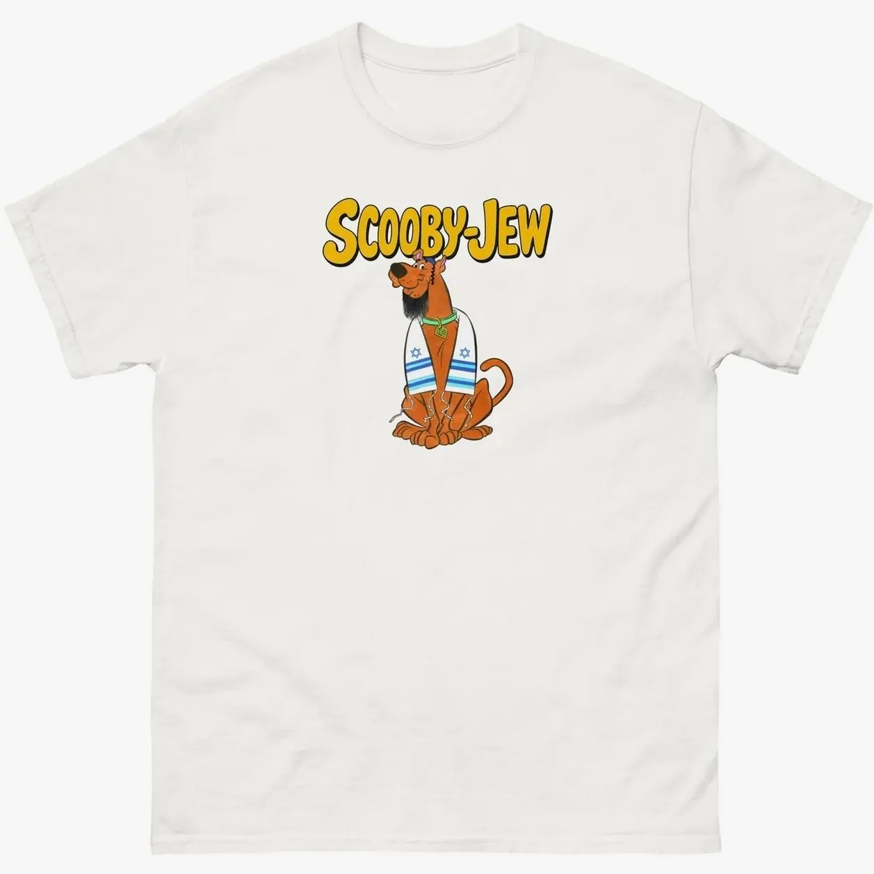 Scooby-Jew T-Shirt, Short Sleeve Crew Neck T-Shir, Fitted, Pull On, Casual, Unisex Cotton T-Shirt, Menswear, Womenswear