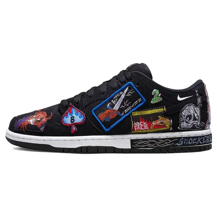 Neckface x Nike Dunk SB Pro QS Low-Top Skater Sneakers, Men's/Women's Athletic Sports Trainer Shoes with Cartoon Embroidery