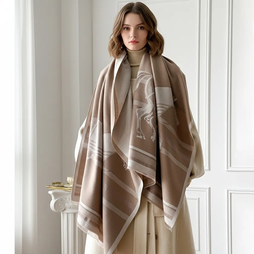 Women's Winter Thick Fabric Scarf - Female Fit, Large Colorful Cloth Shawls, Multiple Colors, Cold Weather Accessory