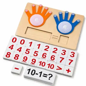Montessori Math Toy for Kids, Wooden Finger Counting Game for Preschoolers, Addition and Subtraction Up to 10, Educational Arithmetic Puzzle