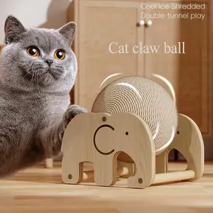 Cute Elephant-Shaped Cat Scratcher Ball – Corrugated Double Tunnel Design, Durable Non-Toxic Material, Protects Furniture & Promotes Healthy Claws, Interactive Play Toy for Cats of All Ages