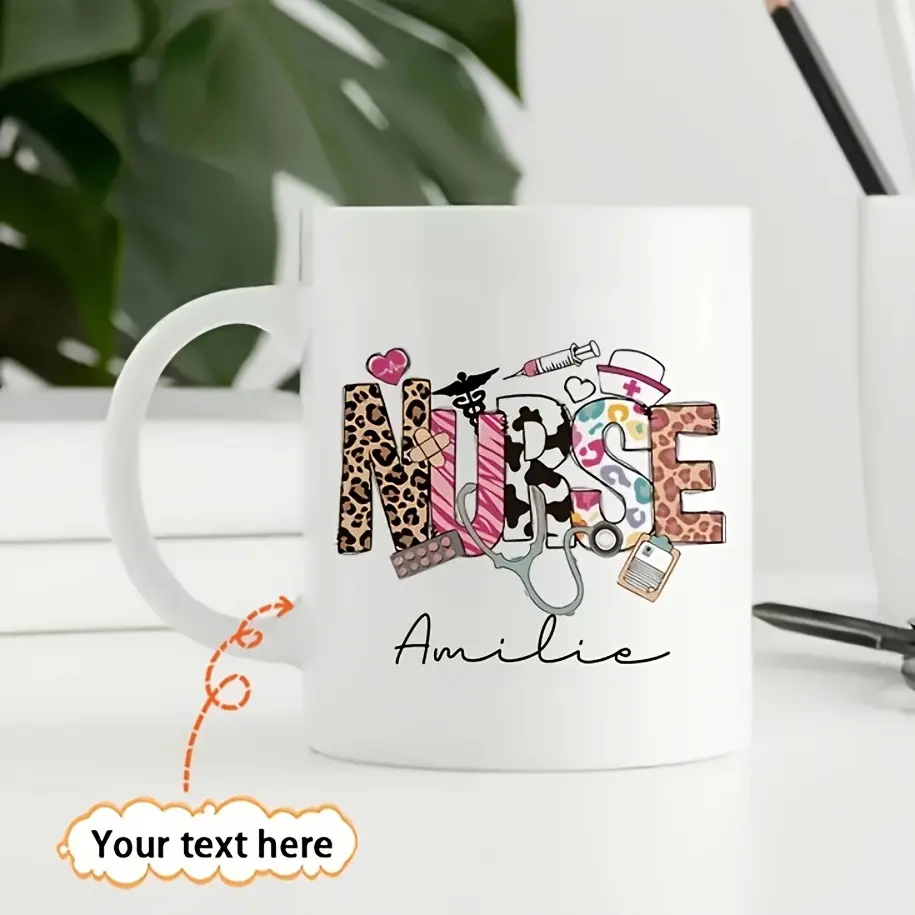 Personalized Nurse Name 11oz & 15oz Coffee Cup, Iconic Medical Professional  Milestone Gift, Custom Graphic Aesthetic Ceramic Mug, High-Quality Vibrant  Nursing Icon Imagery, Durable Daily Essential for Hot Coffee or Tea -