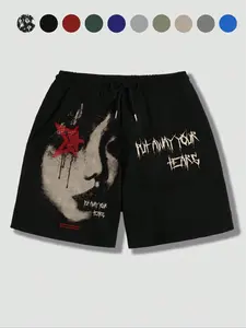 Men's Regular Fit Star & Letter Print Drawstring Waist Shorts, Graphic Shorts, Casual Comfy Track Shorts for Summer, Fashion Men's Bottoms for Daily Wear