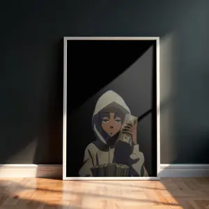 Boondocks Poster – Riley Freeman Counting Stacks, Gritty Anime Style Hip Hop Art Print for Urban Wall Decor & Fans