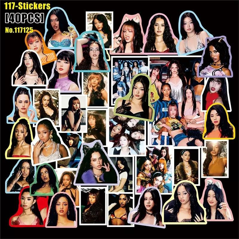 KATSEYE 40pcs/22pcs stickers, album card, collage, combination of waterproof stickers, decorative ipad collage, star peripherals, notebook stickers, mobile phone case support materials,Popular group support sticker, collection sticker,new collection greet