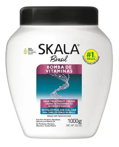 SKALA Bomba de Vitaminas 2 in 1 Treatment Cream & Leave In Conditioner for Dry Hair, Vegan Hair Mask with Vitamin Complex & Castor Oil, Deep Hydration Mask, No Parabens or Silicones, 1000 g
