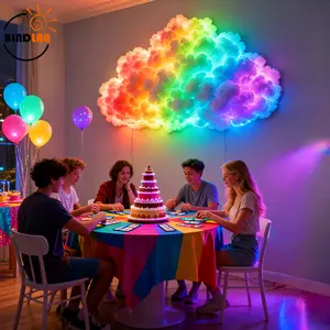3D Cloud LED Night Light Set, Music Sync, Bedroom Living Room Game Room Wedding Birthday Party Decor, USB Powered Wall Ceiling Mount
