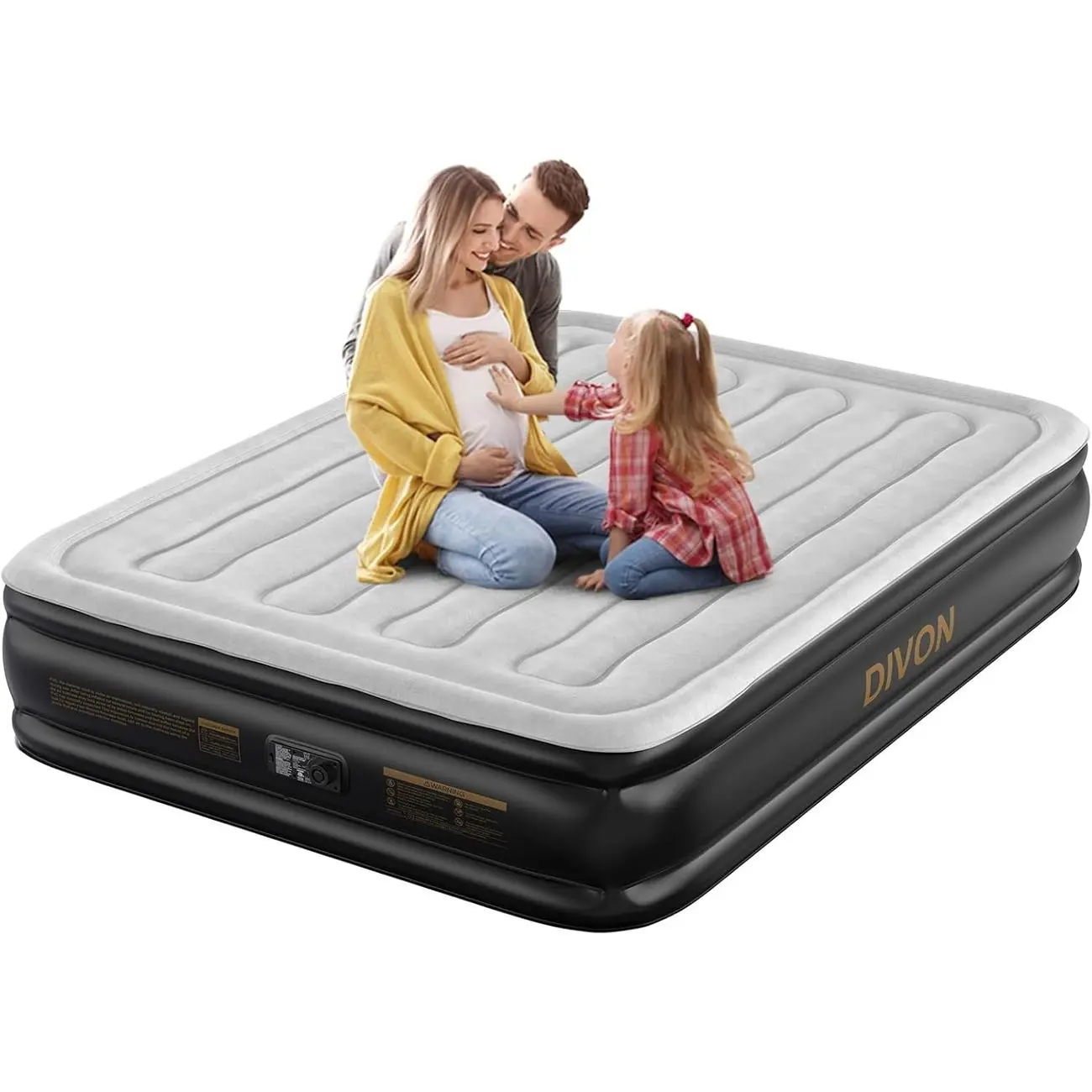 Full Size Air Mattress with Built-in Pump - 18" High, Wave Pattern, Self-Inflating, 660lbs Capacity, Ideal for Home & Camping
